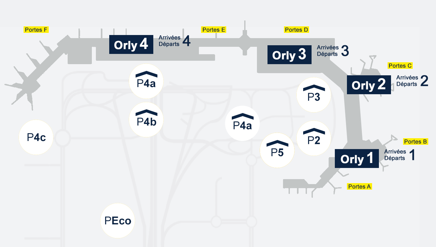 Plans et Guides des terminaux AEROPORT ORLY (Paris Orly)